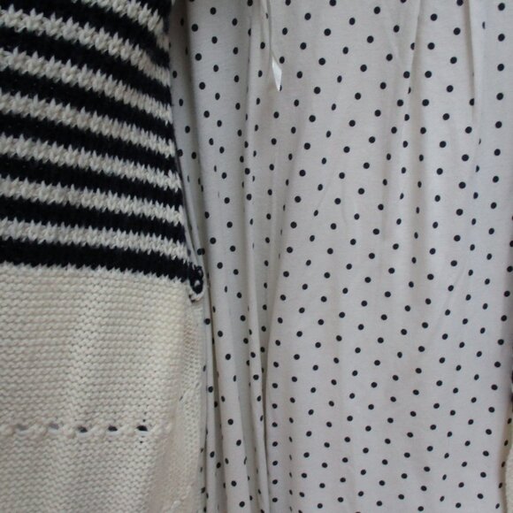 Womens Talbots Wool Blend Long Boho Sweater Ivory Blue Open Front Size Large - Picture 5 of 7